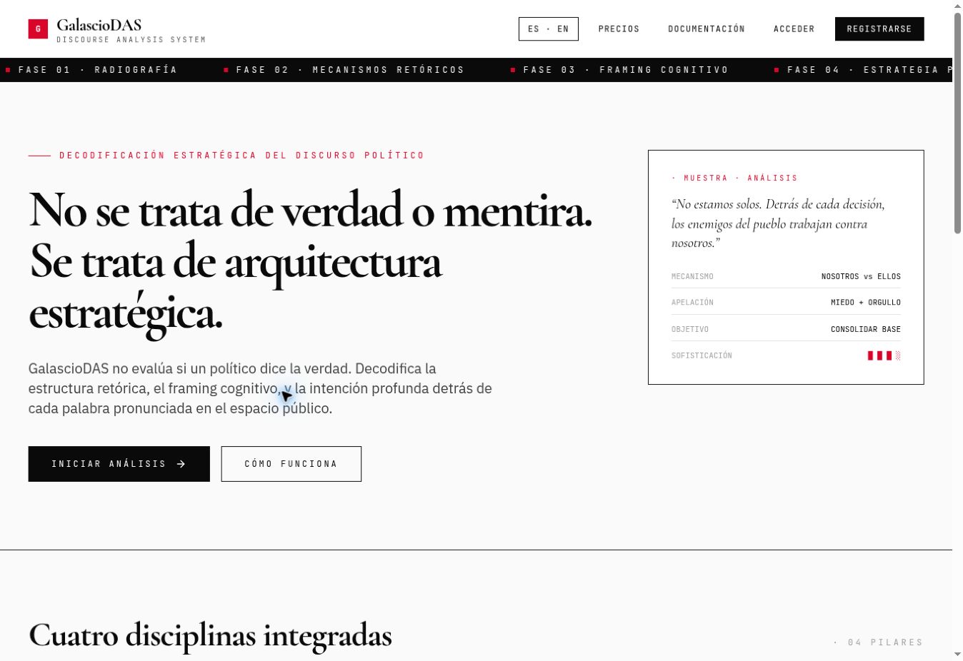 Presentación de GalascioDAS y muestra de análisis del discurso